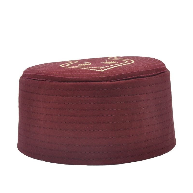 Bordeaux Nalain Kufi - Prayer Hat Takke - Men Kufi - Sunnah Wear - Muslims Hat- Taqiyah - embroidered prayer hat - Mens Cap - Nalın Takke