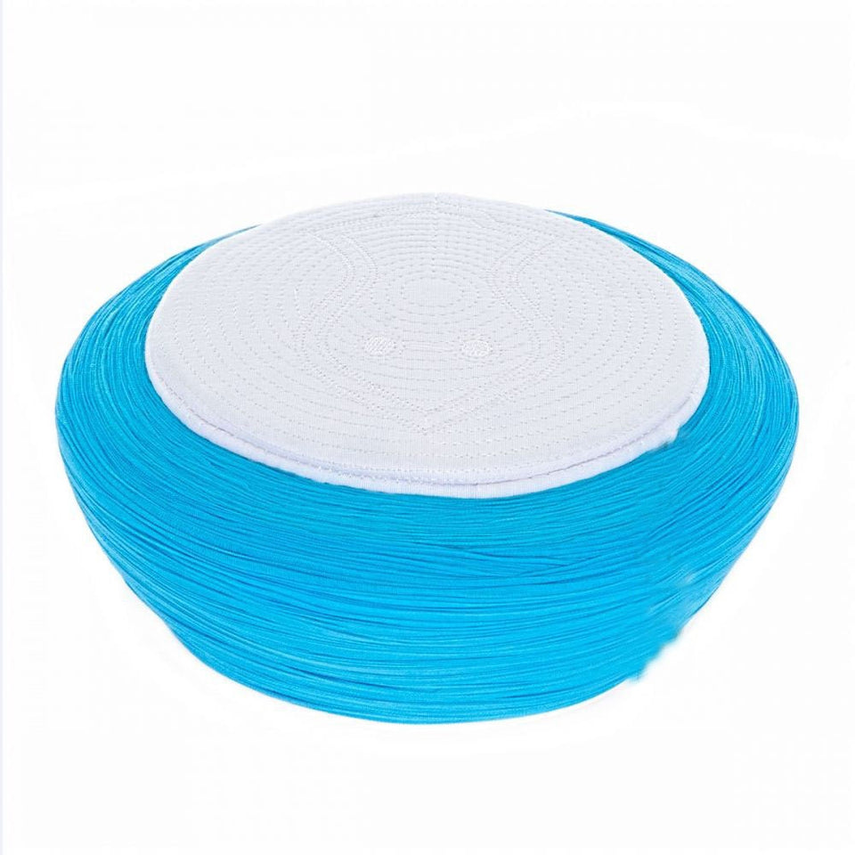 Hand Made blue imamah with The Nalayn - 6mt Sarik- islamic wear Kufi imamah Cap taqiyyah hat - Kofi - White Sarik -Takke - Muslim cap -