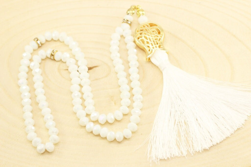 White Misbahas, crystal prayer beads, Handmade Prayer Beads 99 Misbaha, Masbaha, 99 beads Tasbeeh, 6mm beads, Crystal Tasbeeh, TMCB