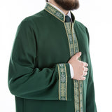 Ashaab Green Bordered Jubbah XS, S, M, L, XL, XXL Thobe, Galabiyya, Jubbah, Thawb, Abaya, Robe, Jubba, Muslim Clothing