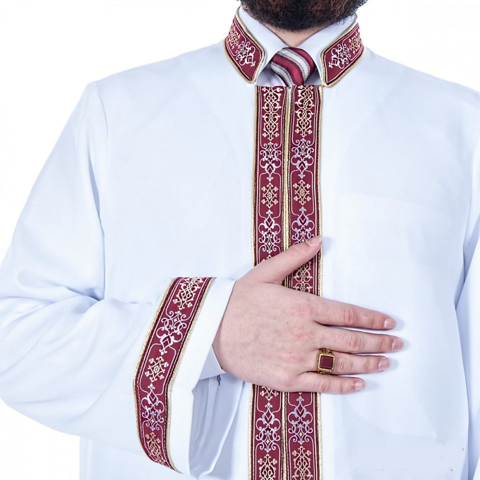 Berra Muslim Long Kurta XS, S, L, XL, 2XL Bordured Thobe, Galabiyya, Jubbah, Disdashas, Cubbe, Islamic Clothing for Men, Sunnah Wear