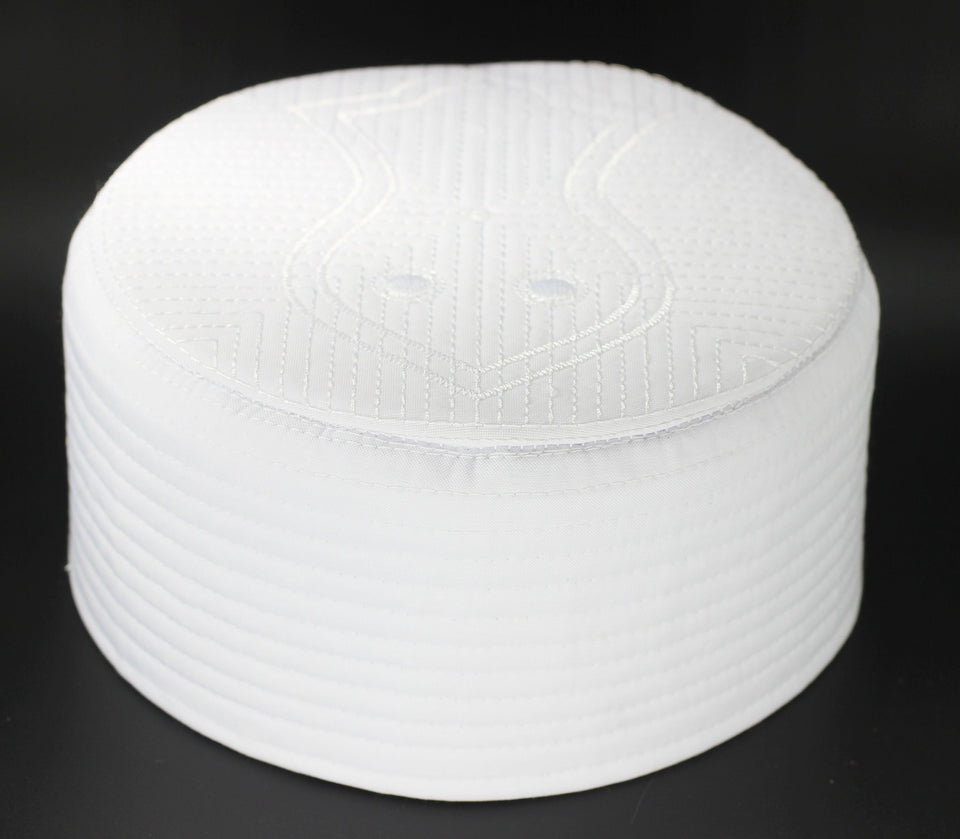 White embroidered Nalain Taqiyah, Sunnah Wear, muslim hat, Muslim cap, Islamic gift, koofi, Prayer Hat, Men Kufi, Crochet Kufi, WHTB