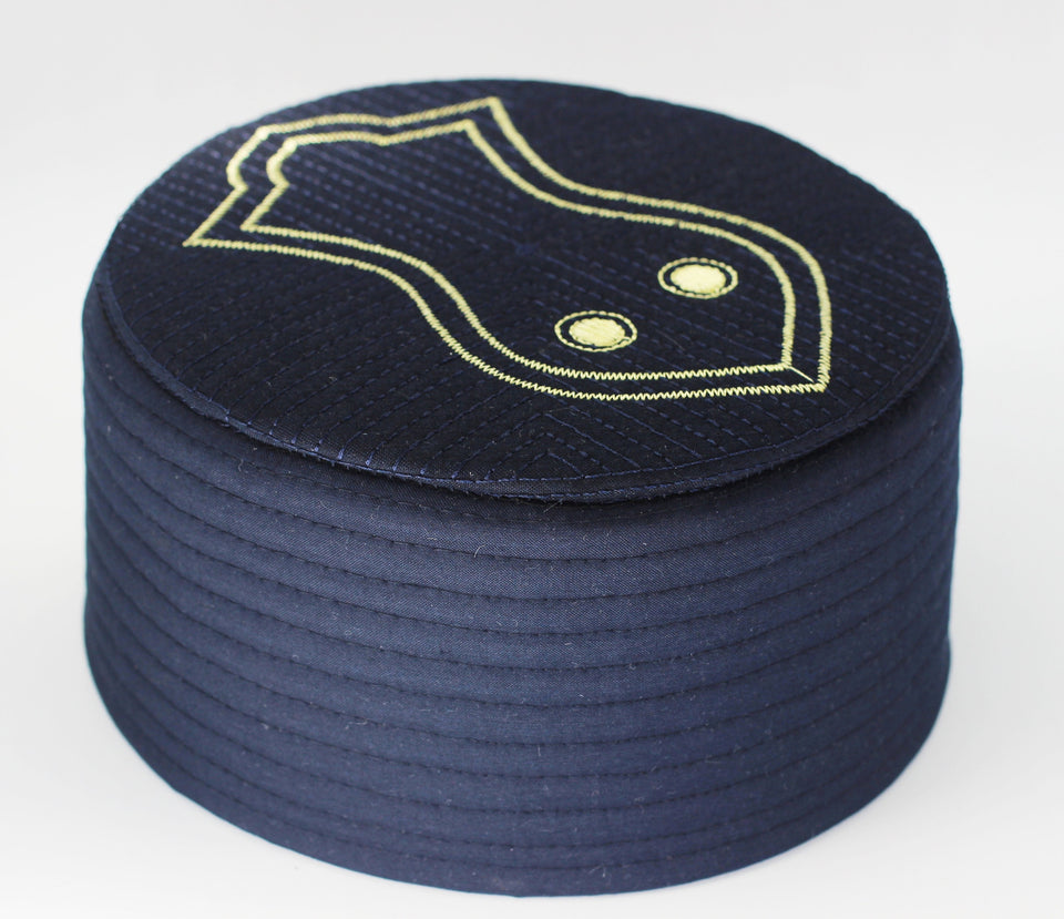 Dark Blue embroidered Nalain Taqiyah, Sunnah Wear, muslim hat, Muslim cap, Islamic gift, koofi, Prayer Hat, Men Kufi, Crochet Kufi, WHTB
