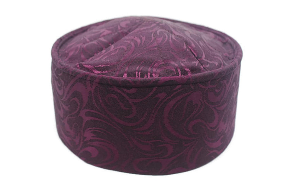 New Model Handmade Rigid Dried Rose Color Muslim Kufi Hat Taqiya Takke Peci Prayer Cap, Turkish Muslim Islamic Hat Skull Cap