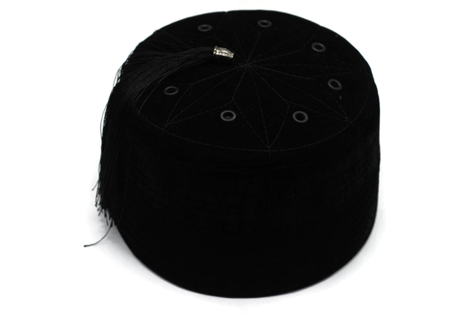 Genuine Egyptian Turkish Black Fez Tarboush Hat Black Tassel, with 7 holes Doctor Who Fez Hat Costume Accessories