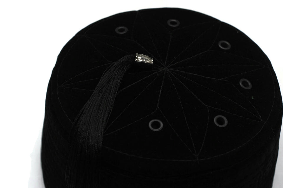 Genuine Egyptian Turkish Black Fez Tarboush Hat Black Tassel, with 7 holes Doctor Who Fez Hat Costume Accessories