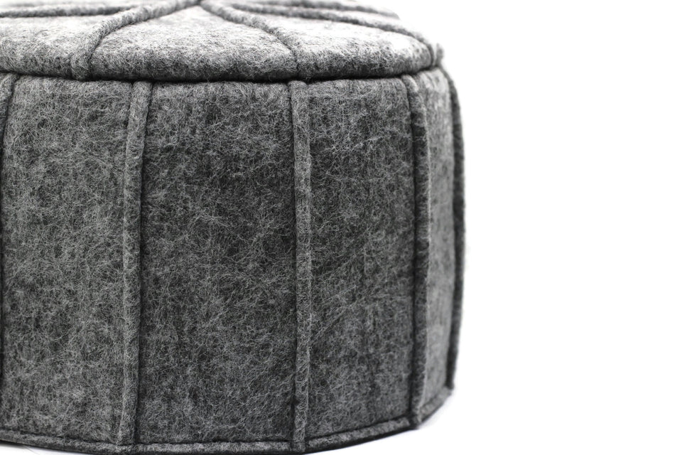 Genuine Felt Traditional Hat, Baklawa Design Silver Grey Muslim Kufi Cap, Men's Muslim Prayer Kufi Hat, Winter Cap, Hand Knit Beanie Gray