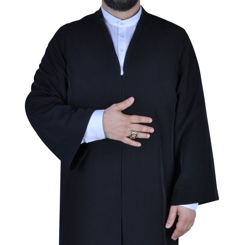 Black Mens Prayer Jubbah, Traditional Anatolian Thobe, Elegant Mens Wear Kurta, Muslim Mens Clothing, Plain Disdash Thawb, Galabiyya