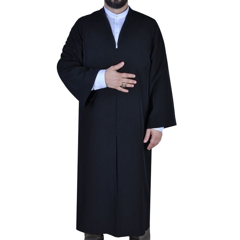 Black Mens Prayer Jubbah, Traditional Anatolian Thobe, Elegant Mens Wear Kurta, Muslim Mens Clothing, Plain Disdash Thawb, Galabiyya