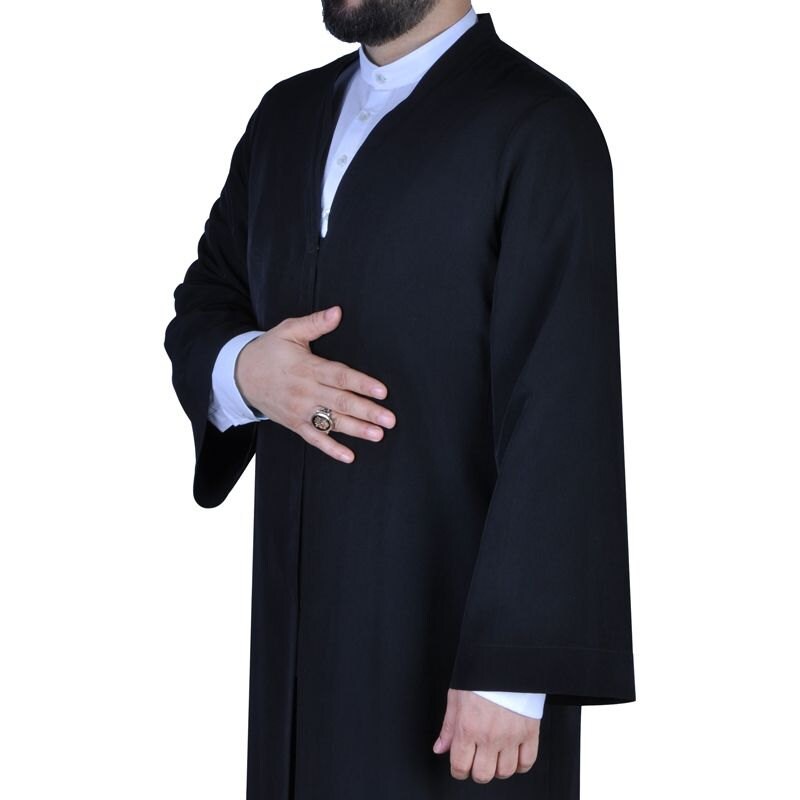Black Mens Prayer Jubbah, Traditional Anatolian Thobe, Elegant Mens Wear Kurta, Muslim Mens Clothing, Plain Disdash Thawb, Galabiyya
