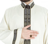 Mens Islamic Wear cream Thobe with Bordures - Muslim Long Kurta - Jubbah - Muslim dress - Galabiyya, Jubbah, Muslim Long Kurta