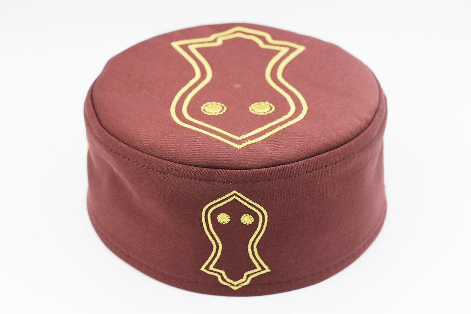 Bordeaux Nalain Kufi, Prayer Hat Takke, Men Kufi, Sunnah Wear, Muslims Hat, Taqiyah, embroidered prayer hat, Mens Cap, Standard Kufi, FTTH