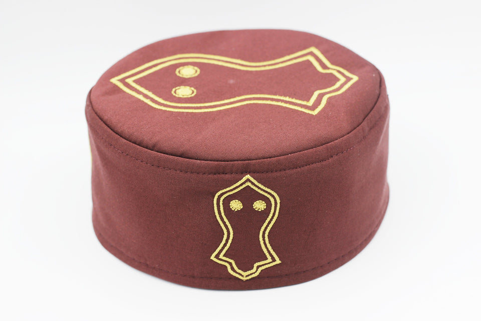 Bordeaux Nalain Kufi, Prayer Hat Takke, Men Kufi, Sunnah Wear, Muslims Hat, Taqiyah, embroidered prayer hat, Mens Cap, Standard Kufi, FTTH