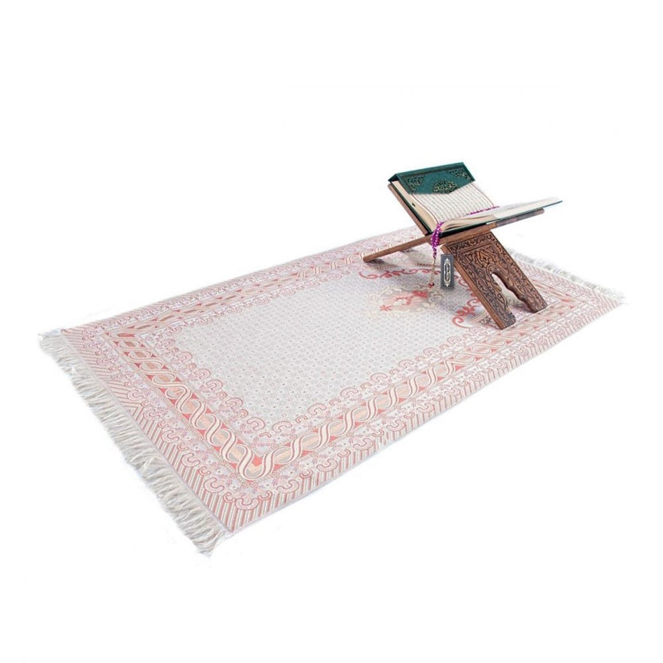 Special for Ramadan Gift Box, Bordeaux Sejadah Praying Mat, Quranı Kareem and Tasbeeh with Roses, Islamic Gift, Muslimah Gift