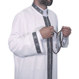 White Bordered Jubbah S, M, L, XL, XXL, XXL  Bordured Jubbah, Islamic Mens Wear, Mens Abaya, Thobe, Galabiyya, Long Kurta, Cubbe AKCN05