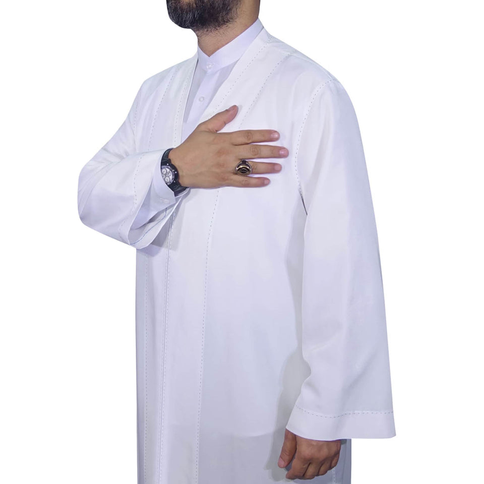 White Punto Jubbah S, M, L, XL, XXL, XXL Plain Mens Wear, Thobe, Galabiyya, Jubbah, Muslim Long Kurta, Islamic Mens Clothing AKCN09