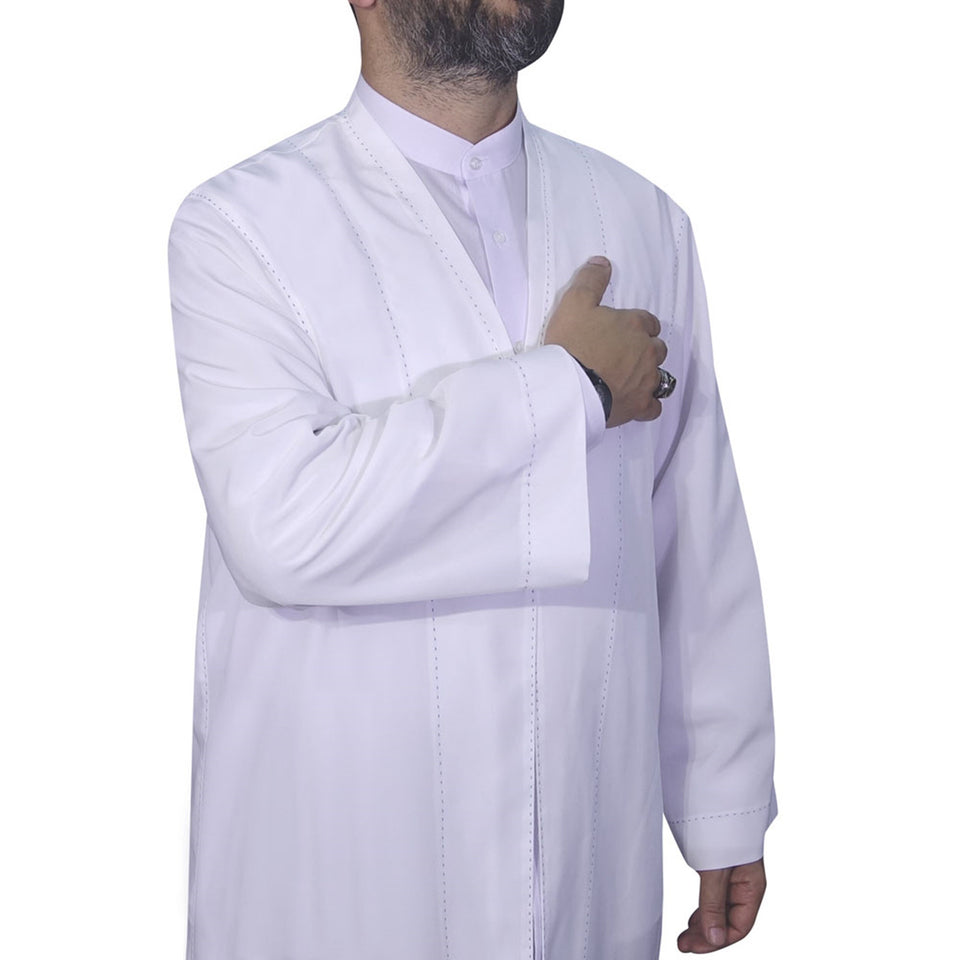 White Punto Jubbah S, M, L, XL, XXL, XXL Plain Mens Wear, Thobe, Galabiyya, Jubbah, Muslim Long Kurta, Islamic Mens Clothing AKCN09