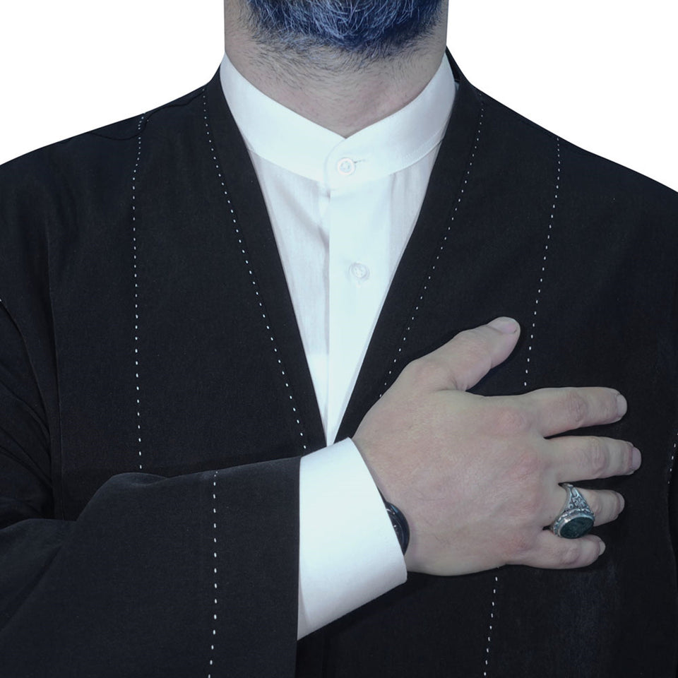 Black Punto Jubbah S, M, L, XL, XXL Plain Mens Wear, Thobe, Galabiyya, Jubbah, Muslim Long Kurta, Islamic Mens Clothing AKCN13