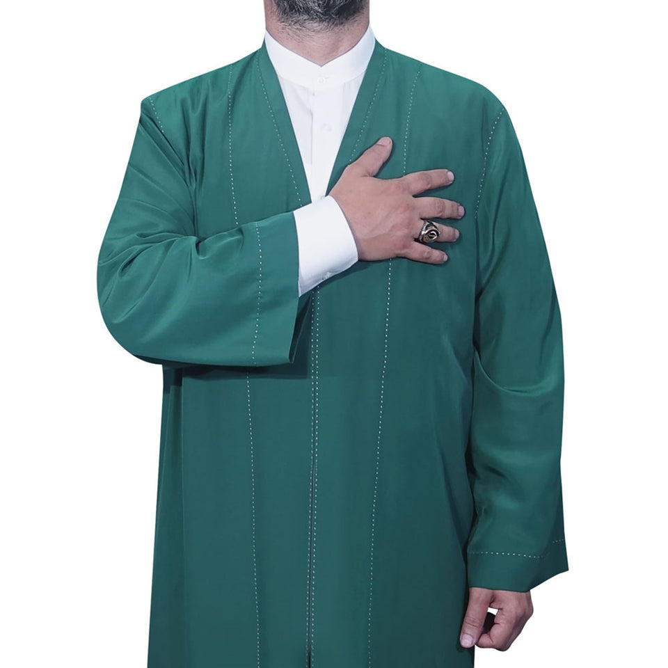 Green Punto Jubbah S, M, L, XL, XXL Plain Mens Wear, Thobe, Galabiyya, Jubbah, Muslim Long Kurta, Islamic Mens Clothing AKCN14