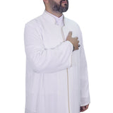 S, M, L, XL, XXL White Jubba with Bias Mens Wear, Thobe Galabiyya, Jubbah, Omani, Jellabiya, Disdash, Robe, Kurtah, Sunnah, Ramadan AKCN16