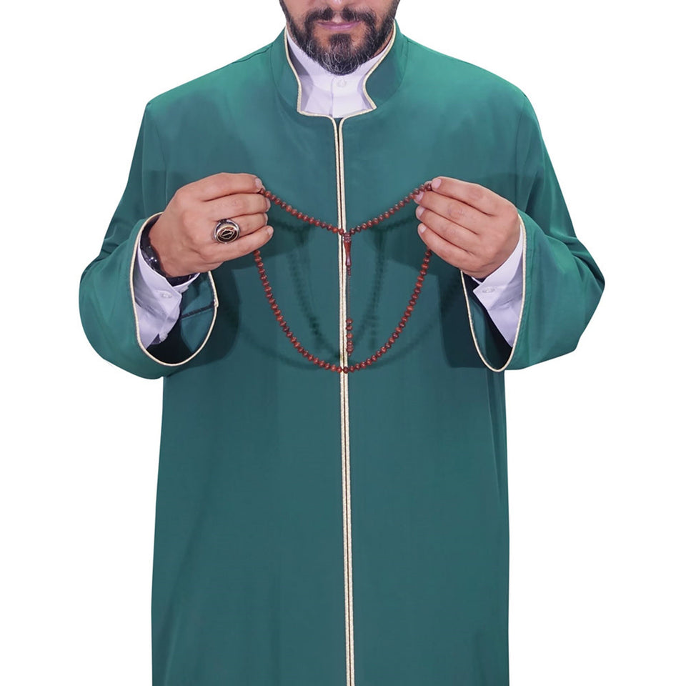 S, M, L, XL, XXL Green Jubba with Bias Mens Wear, Thobe Galabiyya, Jubbah, Omani, Jellabiya, Disdash, Robe, Kurtah, Sunnah, Ramadan AKCN17