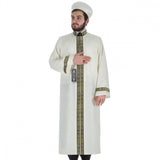 Erwa Muslim Long Kurta  S, M,  Islamic Mens Wear, Bordured Thobe, Galabiyya, Jubbah, Disdashas, Cübbe, Islamic Clothing for Men