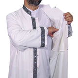 White Bordered Jubbah S, M, L, XL, XXL, XXL  Bordured Jubbah, Islamic Mens Wear, Mens Abaya, Thobe, Galabiyya, Long Kurta, Cubbe AKCN05