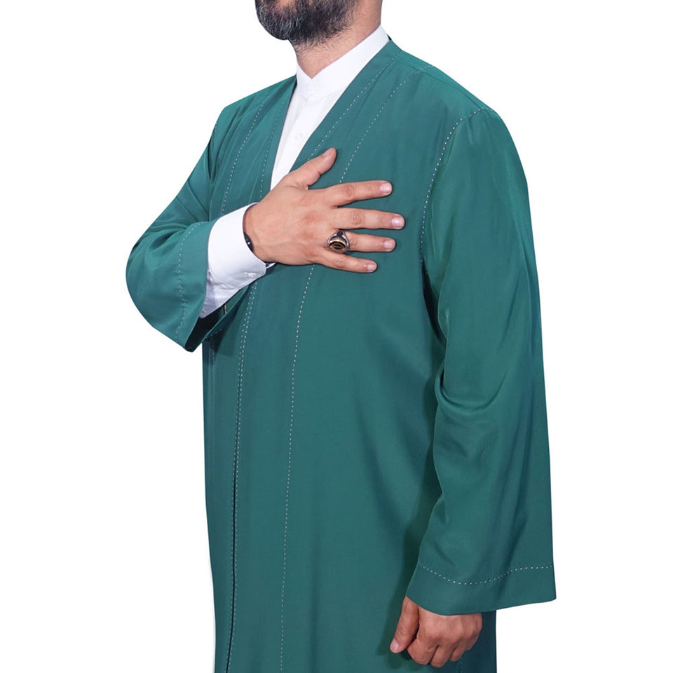 Green Punto Jubbah S, M, L, XL, XXL Plain Mens Wear, Thobe, Galabiyya, Jubbah, Muslim Long Kurta, Islamic Mens Clothing AKCN14