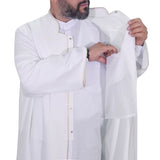 S, M, L, XL, XXL White Jubba with Bias Mens Wear, Thobe Galabiyya, Jubbah, Omani, Jellabiya, Disdash, Robe, Kurtah, Sunnah, Ramadan AKCN16
