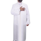 S, M, L, XL, XXL White Jubba with Bias Mens Wear, Thobe Galabiyya, Jubbah, Omani, Jellabiya, Disdash, Robe, Kurtah, Sunnah, Ramadan AKCN16