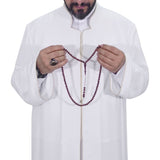 S, M, L, XL, XXL White Jubba with Bias Mens Wear, Thobe Galabiyya, Jubbah, Omani, Jellabiya, Disdash, Robe, Kurtah, Sunnah, Ramadan AKCN16