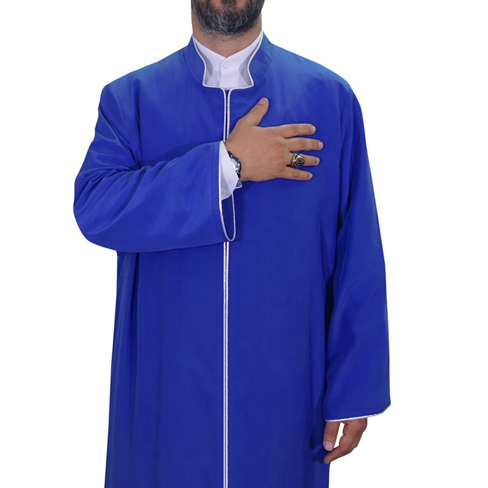 S, M, L, XL, XXL Blue Jubba with Bias Mens Wear, Thobe Galabiyya, Jubbah, Omani, Jellabiya, Disdash, Robe, Kurtah, Sunnah, Ramadan AKCN17