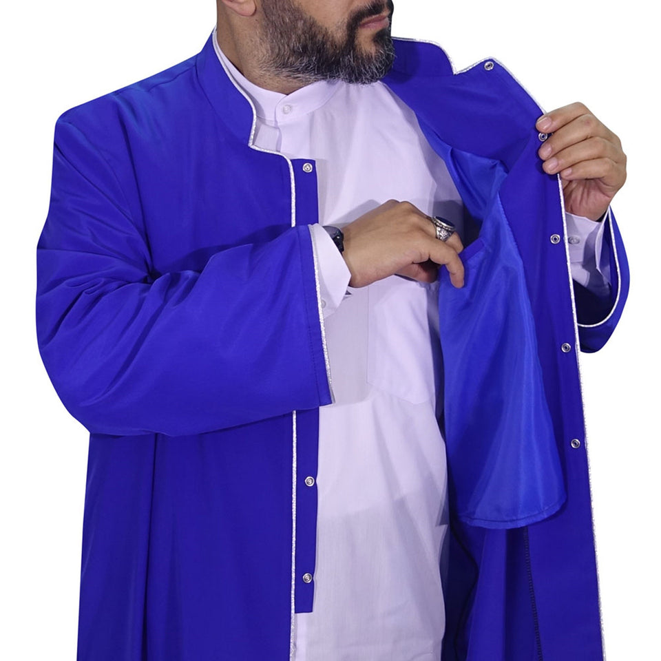 S, M, L, XL, XXL Blue Jubba with Bias Mens Wear, Thobe Galabiyya, Jubbah, Omani, Jellabiya, Disdash, Robe, Kurtah, Sunnah, Ramadan AKCN17