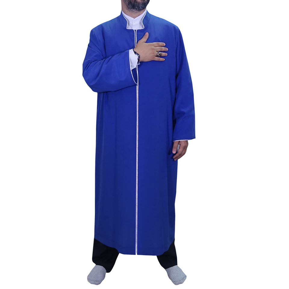 S, M, L, XL, XXL Blue Jubba with Bias Mens Wear, Thobe Galabiyya, Jubbah, Omani, Jellabiya, Disdash, Robe, Kurtah, Sunnah, Ramadan AKCN17