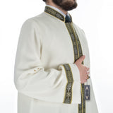 Erwa Muslim Long Kurta  S, M,  Islamic Mens Wear, Bordured Thobe, Galabiyya, Jubbah, Disdashas, Cübbe, Islamic Clothing for Men