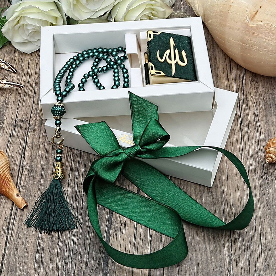 10 Pcs Mini Quran Set, Quran Book, Arabic Quran and Pearl Tasbeeh Set, Hajj Mubarak, Hajj Mabrour, Tasbeeh Quran Set, Ameen Gift MVD1