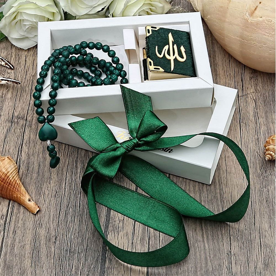 Mini Quran Set, Quran Book, Arabic Quran and Rose Scented Tasbeeh Set, Hajj Mubarak, Hajj Mabrour, Tasbeeh Quran Set MVD2