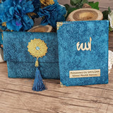 Blue Yaseen Book Set, Yaseen Favors, Nubuck Cover Bag and Yaseen Book, Hajj Mabrour, Quran Favors, Unique Islamic Gift Set MVD23