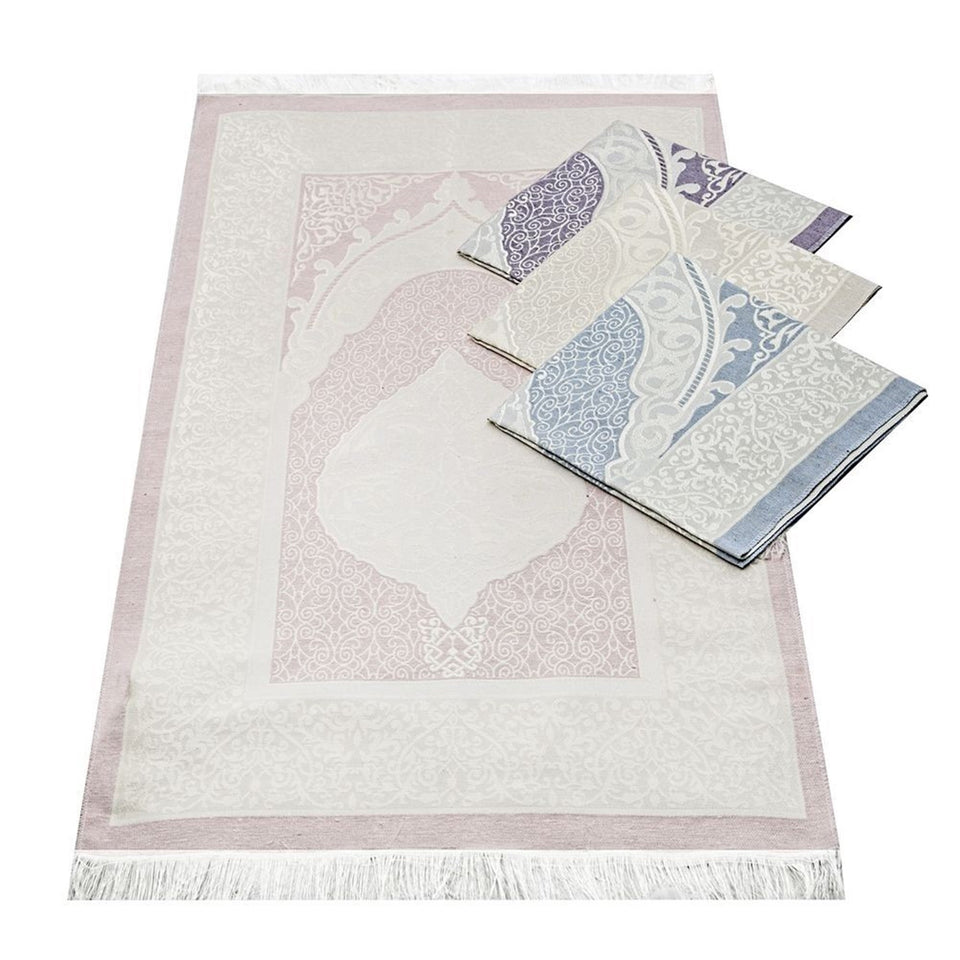 Pink Ramadan Gift Set, Cotton Shawl, Pink Prayer Mat and Pearl Bead Tasbeeh Set, Hajj Mubarak, Hajj Mabrour, Tasbeeh Sejadah Set MVD7