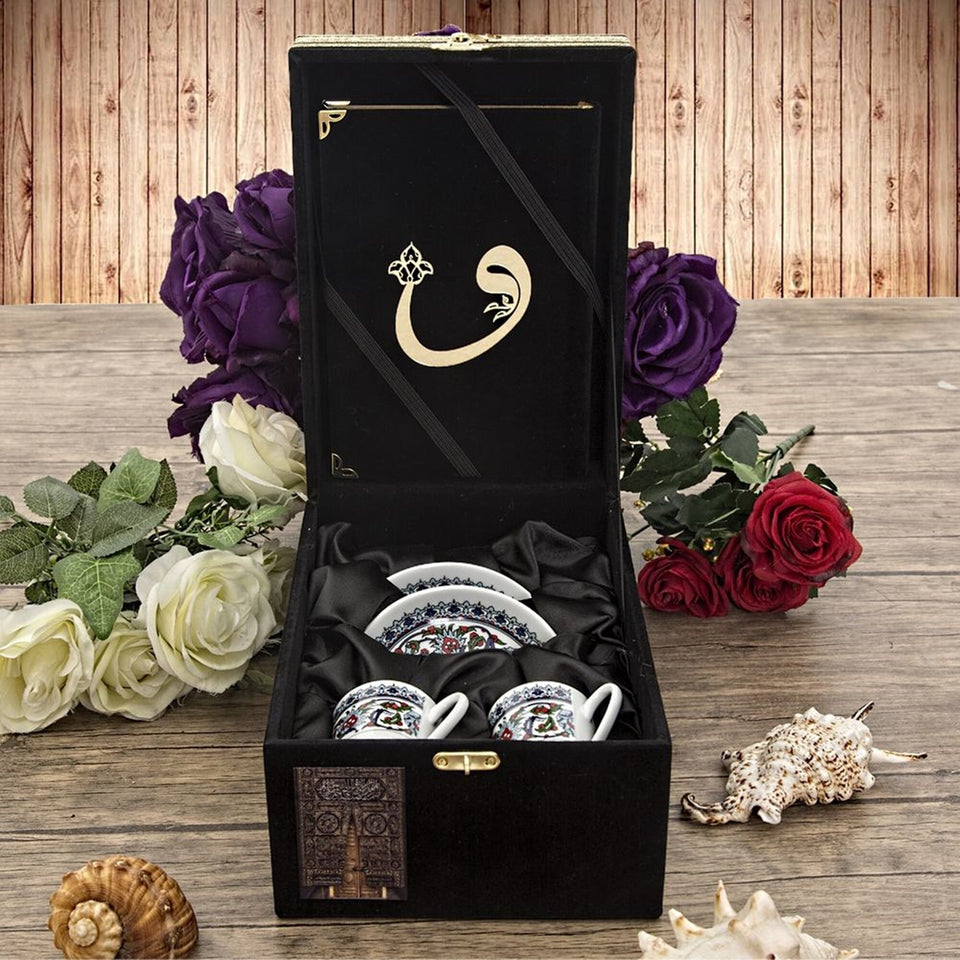 Ramadan Gift Box, Special Gift for Mother, Velvet Quran, Turkish Coffee Cups, Turkish Coffee Set Unique Islamic Gift MVD15