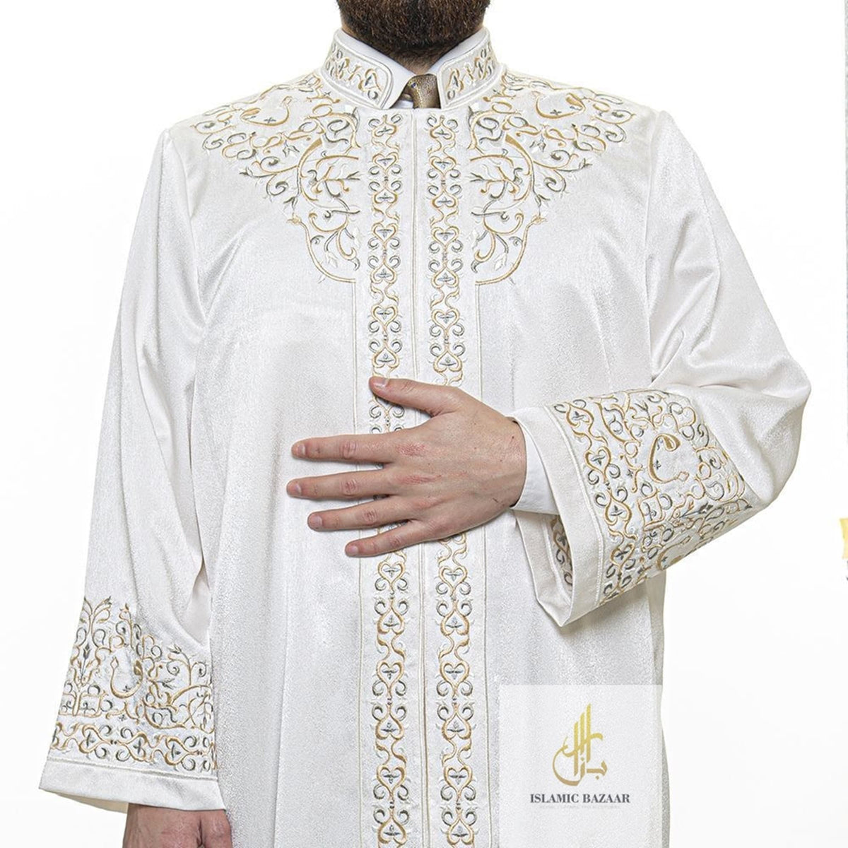 奶油色Al-Nawawi Jubbah S、M、L、XL 穆斯林男士祈祷连衣裙，伊斯兰M 号