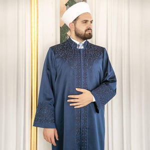 Ahmed Muhiddin Piri Imams Jubbah S, M, L, XL Muslim Mens Prayer Daffah, Islamic Mens Long Kurta, Lux Embroidered Thobe, Jubba Thawb Bisht