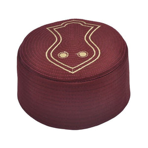 Bordeaux Nalain Kufi - Prayer Hat Takke - Men Kufi - Sunnah Wear - Muslims Hat- Taqiyah - embroidered prayer hat - Mens Cap - Nalın Takke
