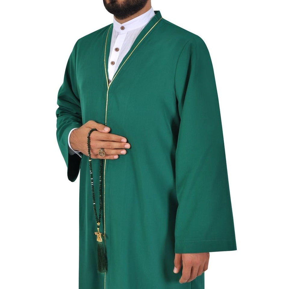Muslim Long Kurta - S, M, L, XL, XXL Plain Mens Wear, Green Thobe, Galabiyya, Jubbah, islamic wear, Muslim Clothes, Islamic Gift