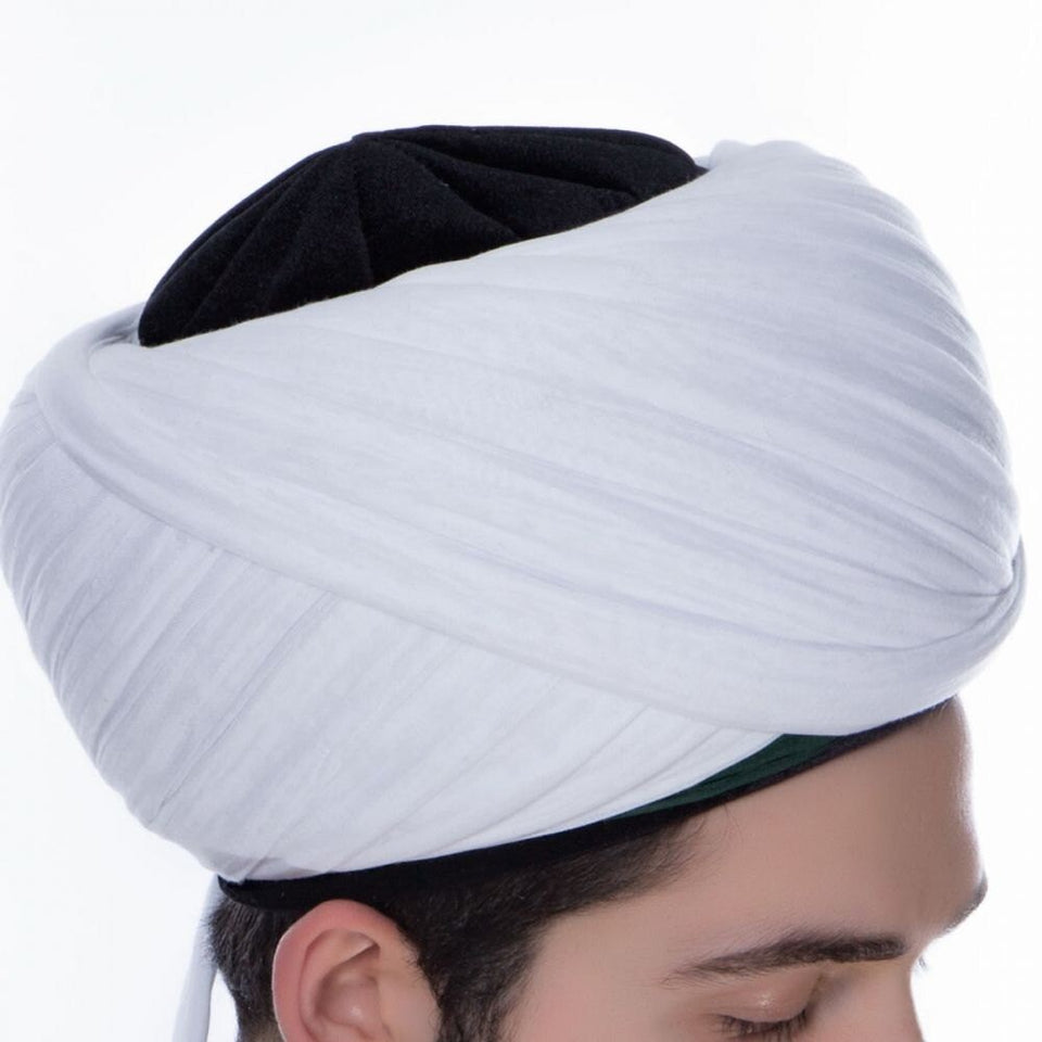 Hayreddin Barbarossa White and Black imamah, Kapudan Pasha Islamic Hat, Muslim Cap Sunnah Turban, Prayer Dress for Men