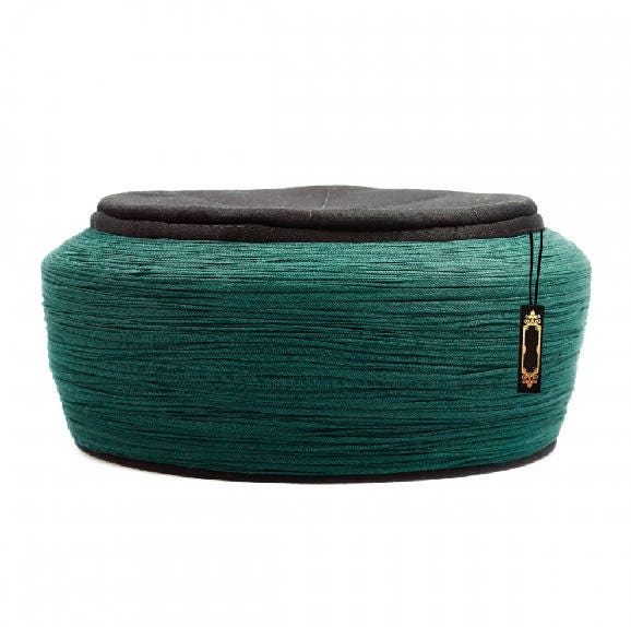 Handmade Black & Green Sarik, Pecinya, Sorban, imamah, Kufi Cap, Muslim Hat Hat Cap, Pagri, Skullcap, Ottoman Fez