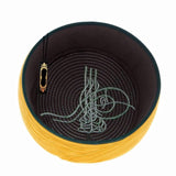 Hand Made Islamic Prayer Hat - Green Tughra Emroidered mustard Kufi- Koofi imamah Cap - muslim skul cap - Islamic cap - Sarik -