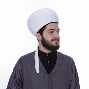 Hayreddin Barbarossa White and Black imamah, Kapudan Pasha Islamic Hat, Muslim Cap Sunnah Turban, Prayer Dress for Men