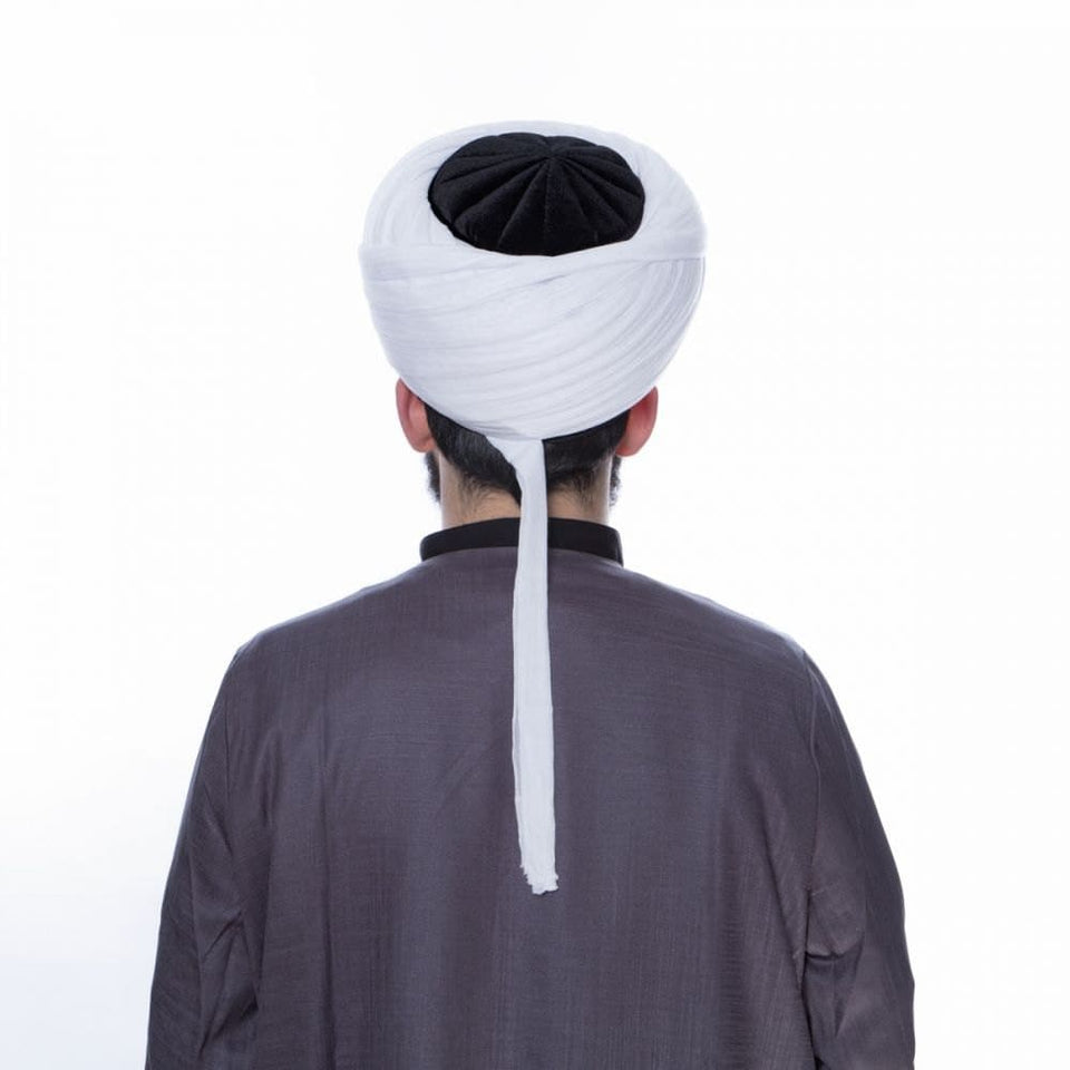 Hayreddin Barbarossa White and Black imamah, Kapudan Pasha Islamic Hat, Muslim Cap Sunnah Turban, Prayer Dress for Men