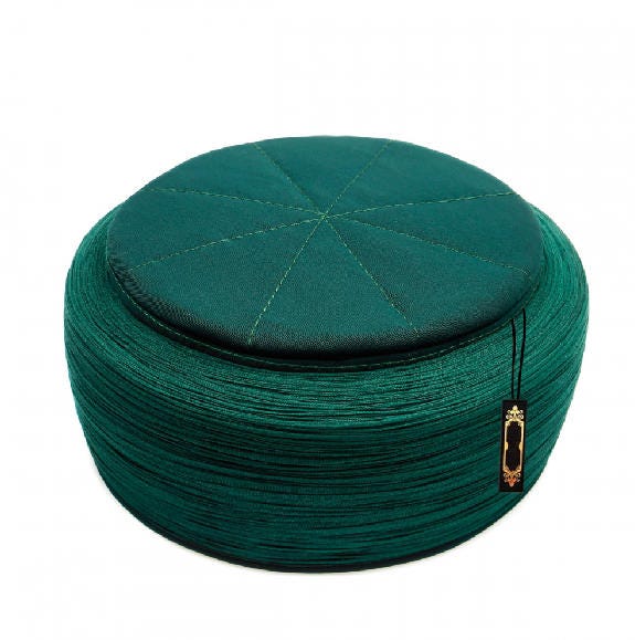 Handmade Green & Green Sarik, Pecinya, Sorban, imamah, Kufi Cap, Muslim Men's Hat Cap, Pagri, Turban, Skullcap, Ottoman Fez